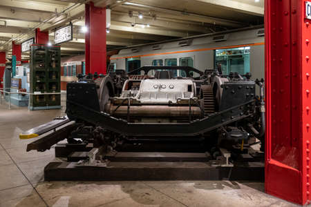 Brooklyn NY - USA - Jul 9 2019: Vintage subway train car in New York Transit Museum located in...