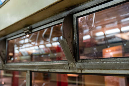 Brooklyn NY - USA - Jul 9 2019: Vintage subway train car in New York Transit Museum located in downtown Brooklynのeditorial素材