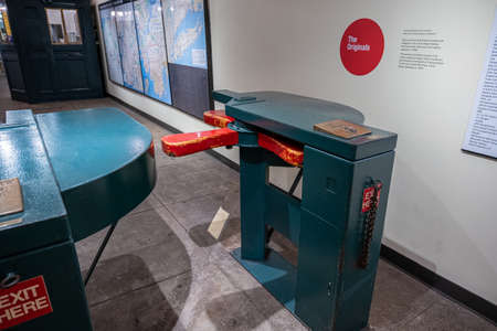Brooklyn NY - USA - Jul 9 2019: Exhibition of New York Transit Museum located in downtown Brooklyn