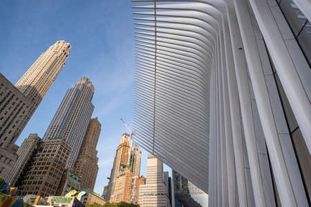 Brooklyn NY - USA - Jul 9 2019: World Trade Center Transportation Hub Oculus in Lower Manhattanのeditorial素材