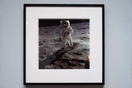 New York NY - USA - Jul 30 2019: Exhibition of Apollo's Muse The Moon In The Age of Photography Metropolitan Museum of Art. The Met is a NYC landmark which and is the largest art museum in the United States.のeditorial素材