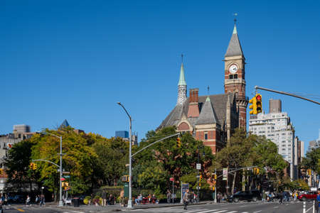 New York City - USA - Oct 23 2019: Fall foliage color of Greenwich Village in Lower Manhattanのeditorial素材