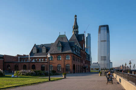 Jersey City, NJ - USA - Aug 30 2019: Liberty State Park is a park in the U.S. state of New Jersey opposite both Liberty Island and Ellis Islandのeditorial素材
