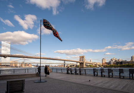 New York City - USA - Oct 18 2019: Pier 17 at the Seaport District at daytime in Autumn