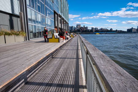 New York City - USA - Oct 18 2019: Pier 17 at the Seaport District at daytime in Autumnのeditorial素材