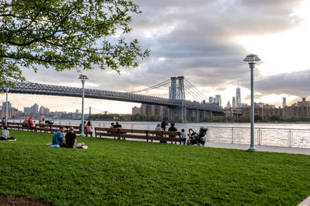 Brooklyn NY - USA - Aug 26 2019: Domino Park in Williamsburg Brooklyn, Old sugar factory