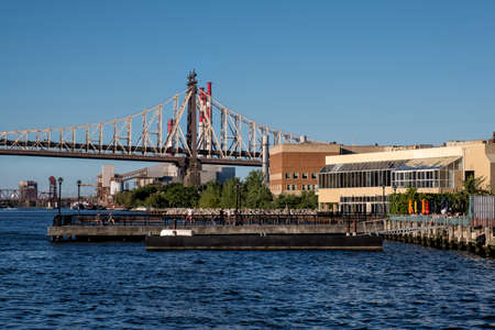 Queens NY - USA - Aug 29 2019: Ed Koch Queensboro Bridge and east river view from Long Island Cityのeditorial素材