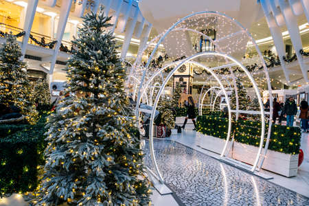 New York City - USA - Dec 6 2019: The Market at Westfield WESTFIELD World Trade Center Oculus in...