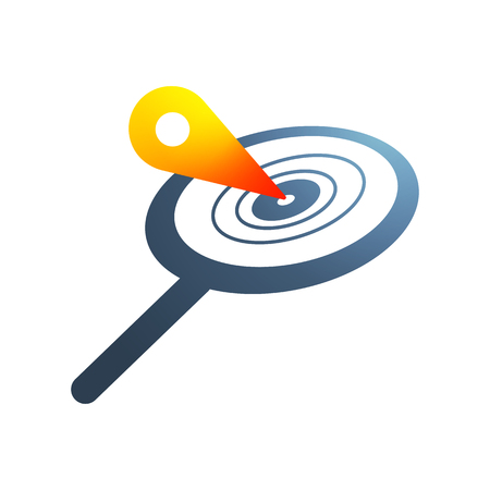magnifying glass logo, location icon in the middle.のイラスト素材