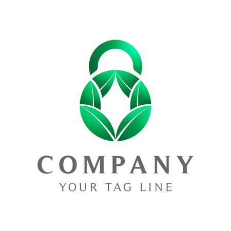 padlock logo abstract leaf object.のイラスト素材