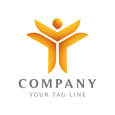 abstract logo template in the form of a human body that raises his hand.のイラスト素材