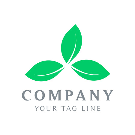 the logo template of three leaves forms a triangle.のイラスト素材