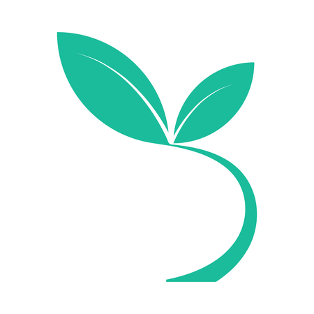 Element leaves, the stem is curved from the bottom with two leaves.のイラスト素材