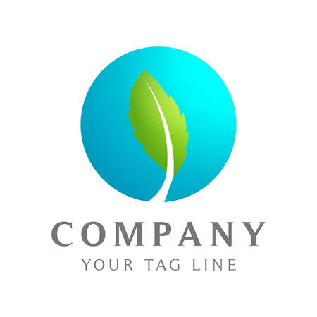leaf icon, bright green and blue logo templates.のイラスト素材