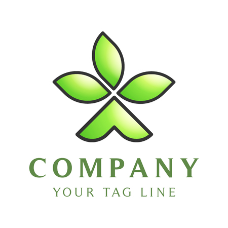 logo template in the form of tent tent with three leaves on it.のイラスト素材