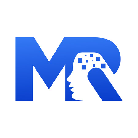 mixed logo template M and R, with human head shape on R.のイラスト素材