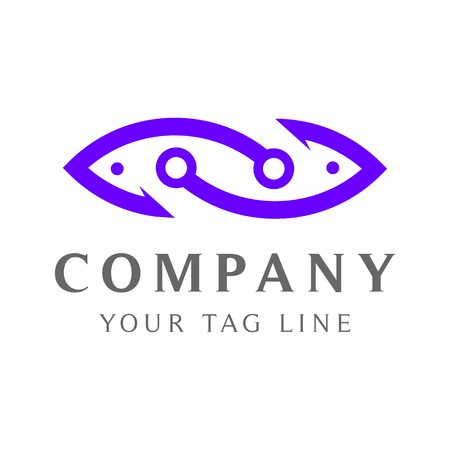 logo of fishing hook shaped fish template.のイラスト素材