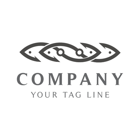 logo of fishing hook shaped fish template.のイラスト素材