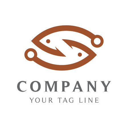 abstract fish logo template, lines forming fish.のイラスト素材