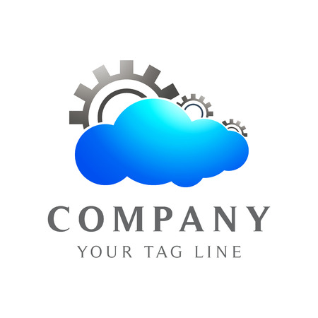 cloud logo with three circle gears above it.のイラスト素材