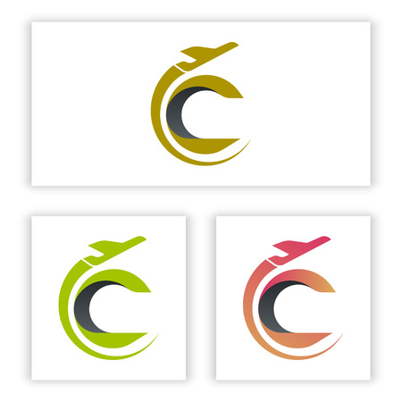 the logo letter C template has a plane shape for your company and business.のイラスト素材