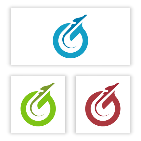 G and J logo template with aircraft silhouette.のイラスト素材