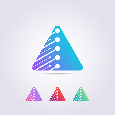 triangle logo template with technological ornaments for your business and brand.のイラスト素材