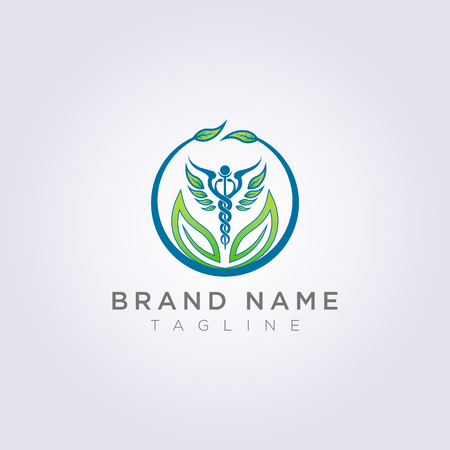 Design a logo with a combination of circles, leaves and health symbols for your business or brand.のイラスト素材