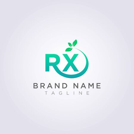 Logo Design Icon The letter RX with R has leaves at the end.のイラスト素材