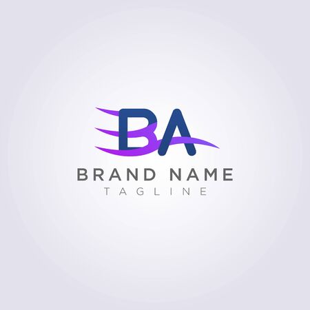 Logo Icon Design BA letters with waves for your brand or business.のイラスト素材