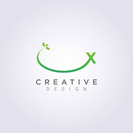 Vector Leaf Design Icon Letter X.のイラスト素材
