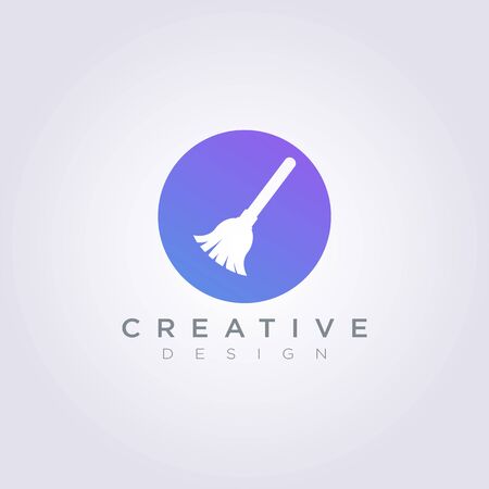 Broom Vector Illustration Design Clipart Symbol Logo Template.のイラスト素材
