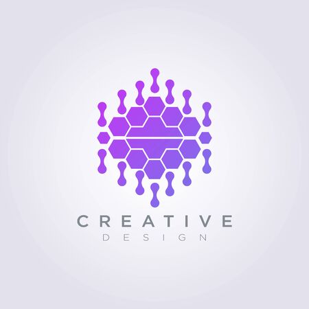 Digital Brain Data Template Design Company Logo Vector Symbol Icon.のイラスト素材