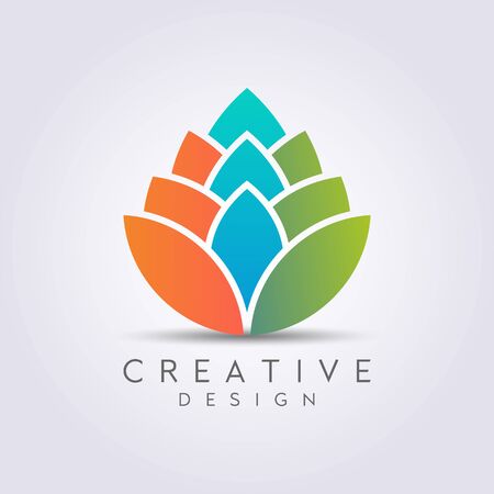 Modern Abstract Flower Vector. Design leaf logos, lotus, rose, beautiful tulips. For health, spa, cosmetics, boutiques, luxurious and colorful..のイラスト素材