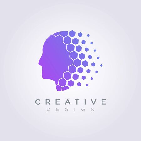 Digital Brain Data Template Design Company Logo Vector Symbol Icon.のイラスト素材