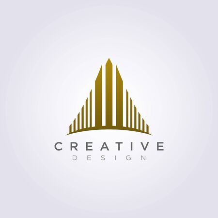 Tall skyscraper building Vector Illustration Design Clipart Symbol Logo Template.のイラスト素材