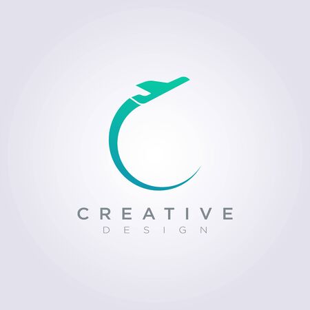 Airplane Vector Illustration Design Clipart Symbol Logo Template.のイラスト素材
