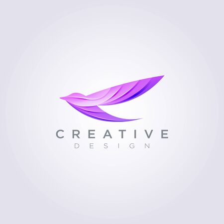 Beautiful Bird Flying Vector Illustration Design Clipart Symbol Logo Template.のイラスト素材
