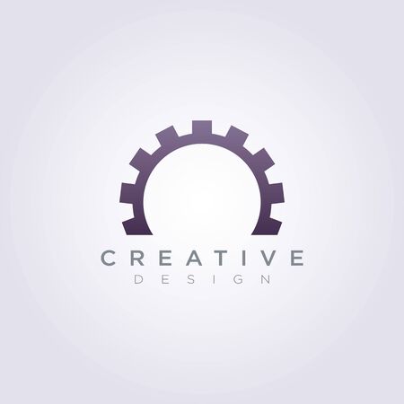 Gear Circle Mechanic Vector Illustration Design Clipart Symbol Logo Template.のイラスト素材