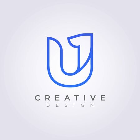 Letter U 1 Vector Illustration Design Clipart Symbol Logo Template.のイラスト素材