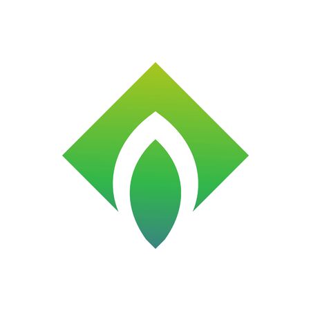 Quadrangle with leaf shape inside. Logo design for brands or labels with modern styles.のイラスト素材