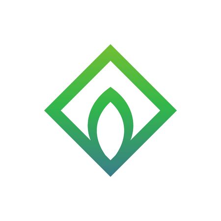 Quadrangle with leaf shape inside. Logo design for brands or labels with modern styles.のイラスト素材