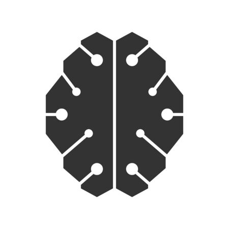 Brain with a modern form. Logo for the technology business. Cool design for brands or labels.のイラスト素材