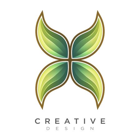 Vector Leaf with bright colors. A logo for businesses around beauty or nature. Design for brands and labels.のイラスト素材