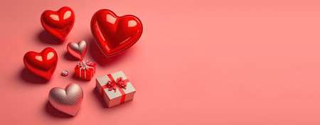 "Valentine's Day background with a radiant red 3D heartの写真素材