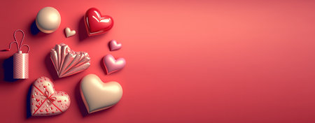 Valentine's Day banner with a 3D heart in a bold red colorの写真素材