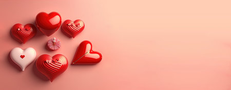 Valentine's Day banner with a 3D heart in a bold red colorの写真素材
