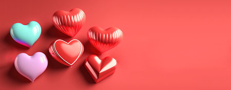 Happy Valentine's Day banner featuring a glossy red heart shape