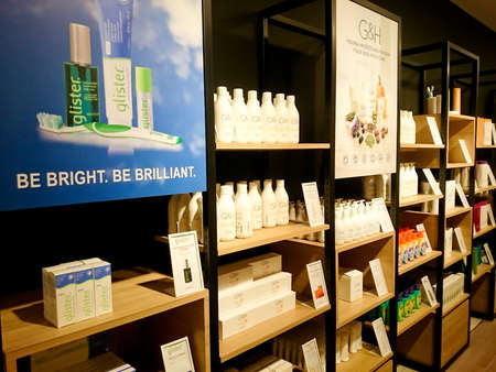 MELAKA, MALAYSIA, 30 JANUARY 2018 : A view of product on a showcase in Amway Melaka branch. This branch just finish a renovation last month and give a new environment for customer. Amway is a most biggest multilevel retailer world companyのeditorial素材