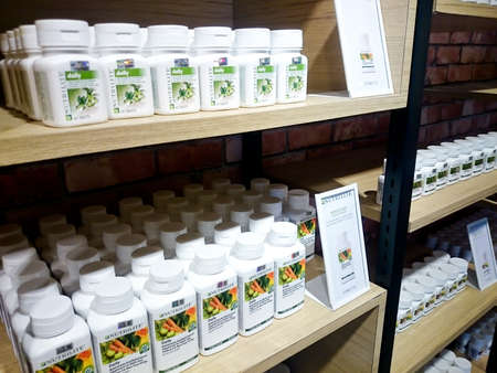 MELAKA, MALAYSIA, 30 JANUARY 2018 : A view of product on a showcase in Amway Melaka branch. This branch just finish a renovation last month and give a new environment for customer. Amway is a most biggest multilevel retailer world companyのeditorial素材